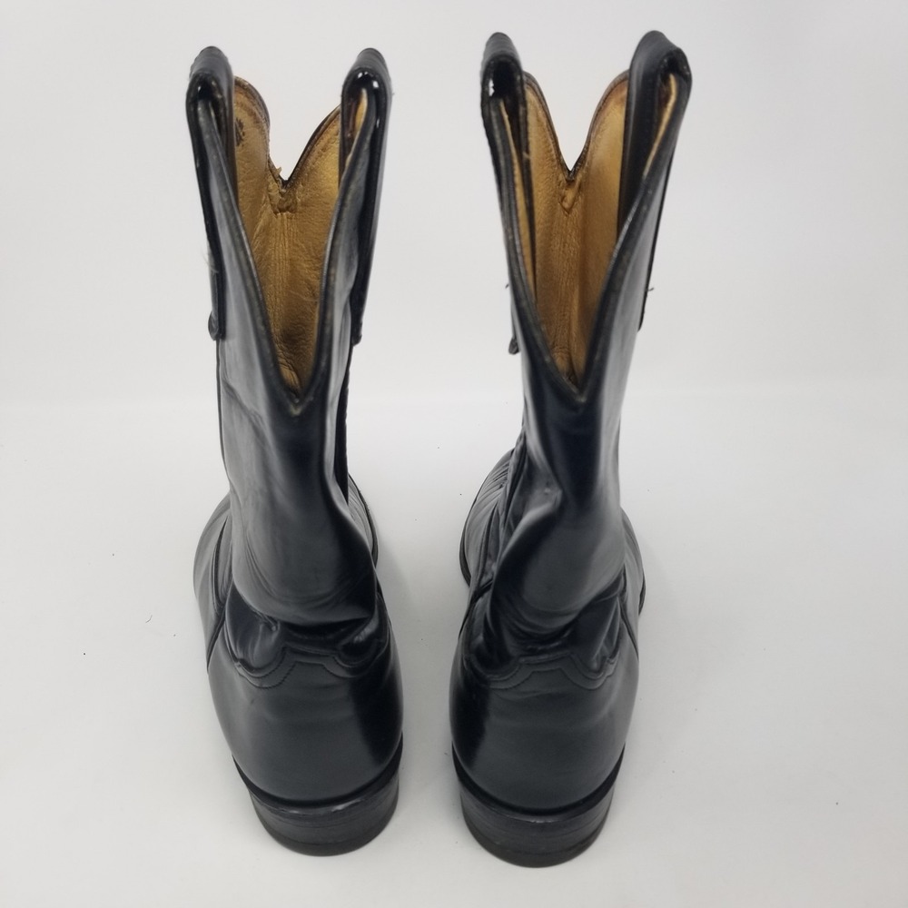 Tony Lama Black Leather Western Roper BOOTS Mens Style 2801 Sz 9 EE WIDE - Picture 8 of 16